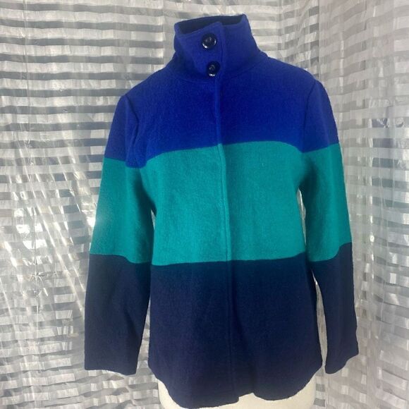 Appleseeds Colorblock Wool Button Up Jacket - Picture 1 of 6